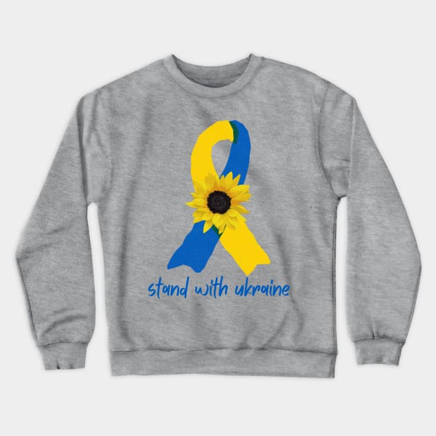 Stand With Ukraine Sunflower Support Ribbon Crewneck Sweatshirt by She Gets Creative